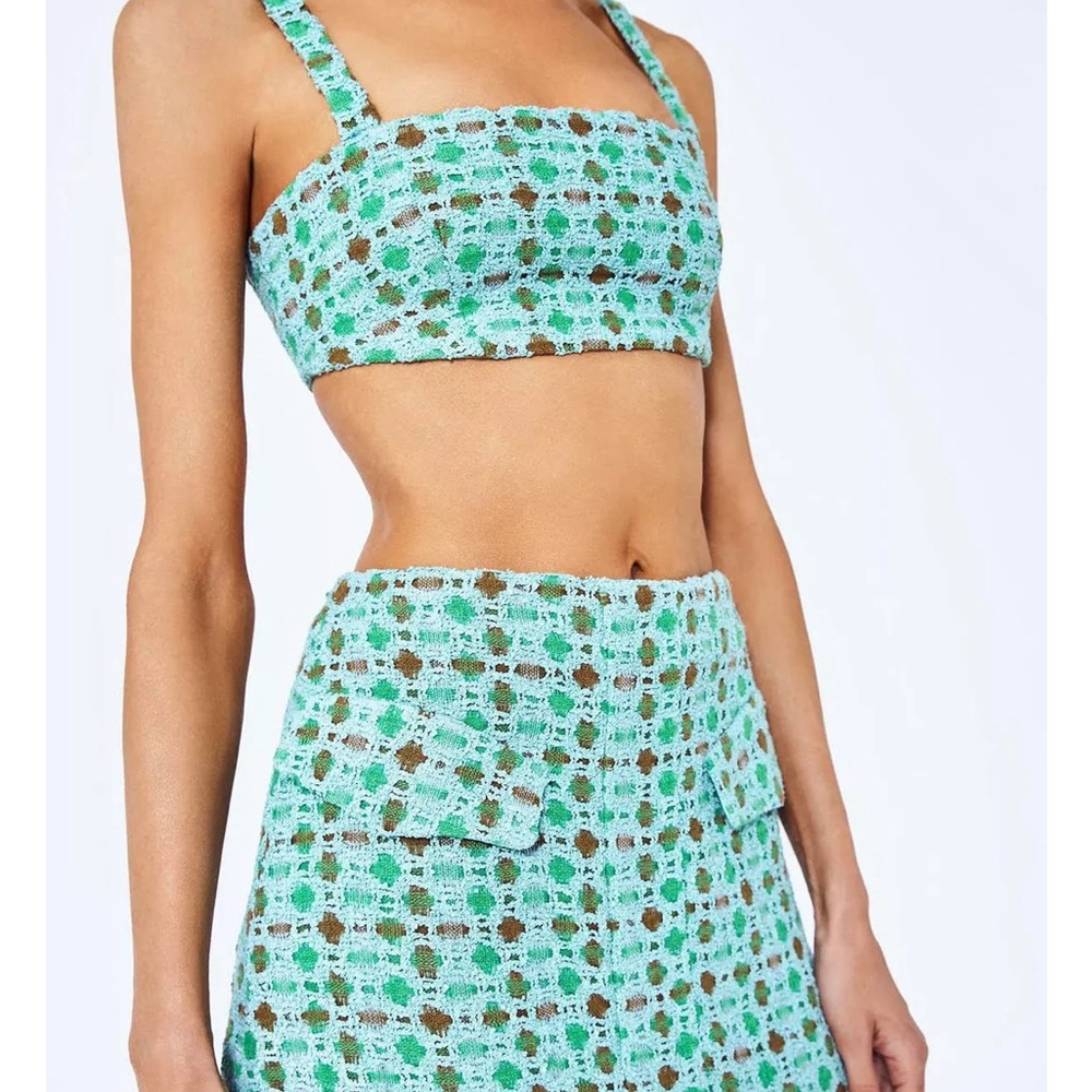 Alexis Green and White Patterned Two-Piece Set